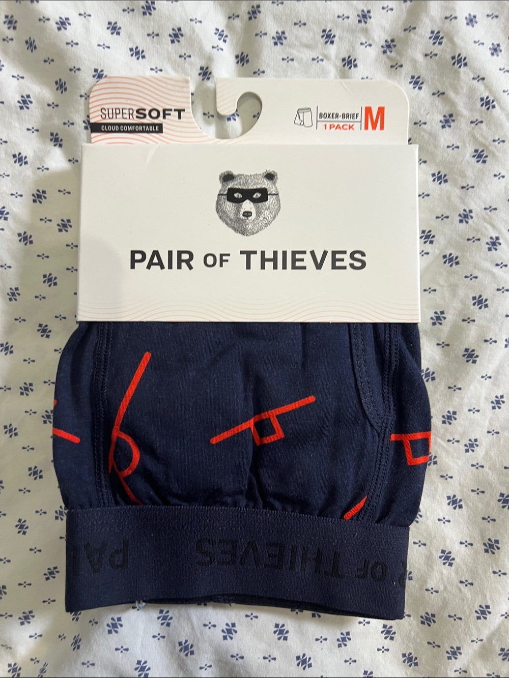 Pair of Thieves Men’s Navy Boxer Brief with Red Detail - M